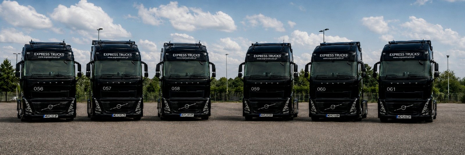 Express Trucks tractor units lined up at the depot