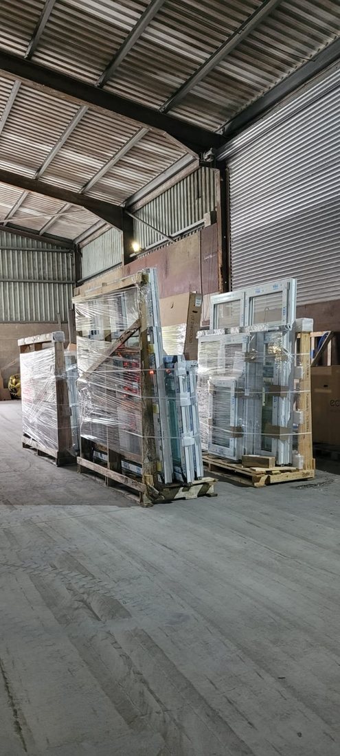 Pallets at the cross-dock warehouse